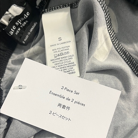 Kate Spade Black and White Bow Tie Short Sleeve 2 Piece Pajama Set Sz S NWT - Picture 7 of 7